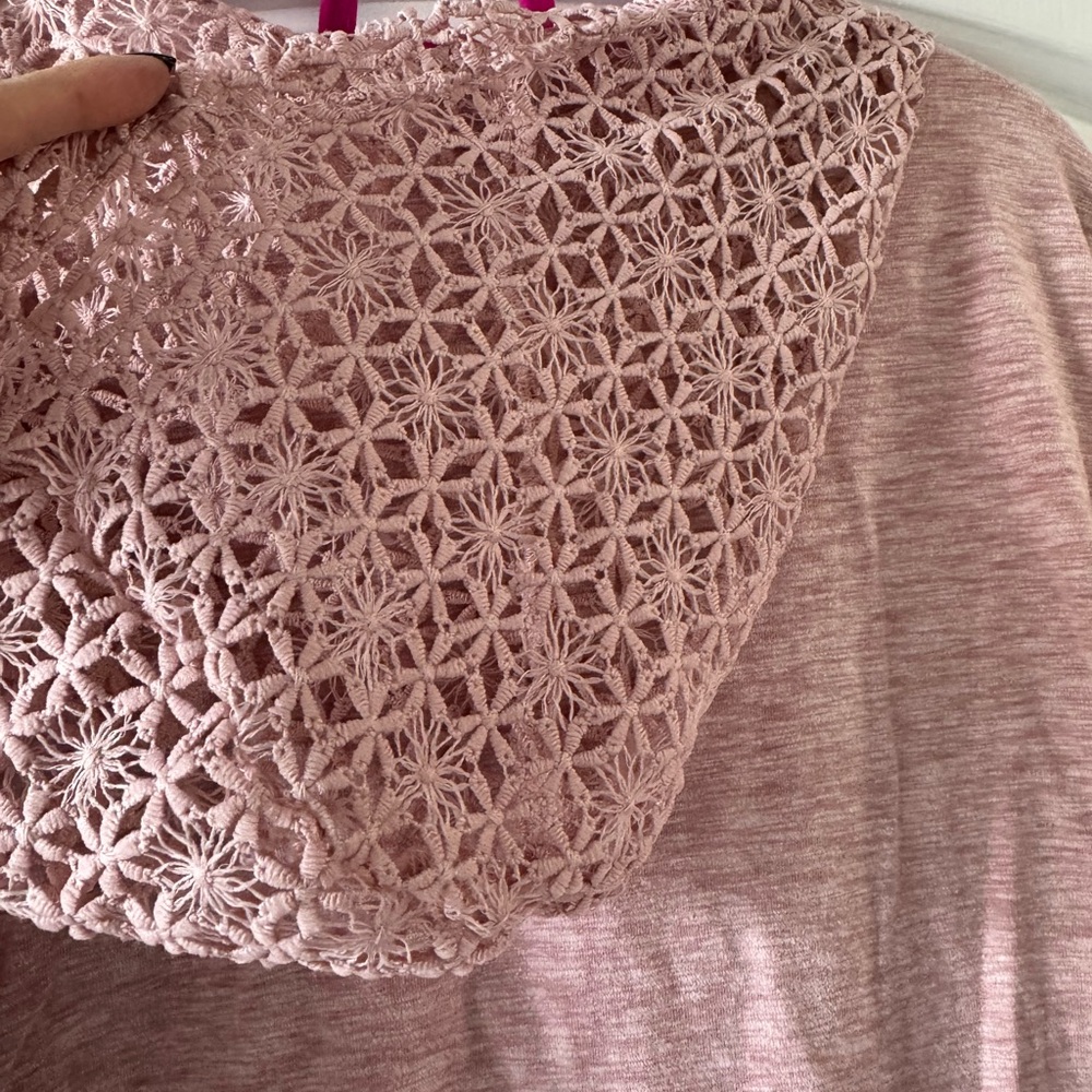 Doe & Rae Women's Pink Hoodie with Lace Detail - Picture 3 of 6